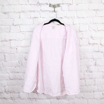 LL Bean Women's Premium Washable Linen Shirt Tunic Light Pink Size 2X