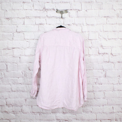 LL Bean Women's Premium Washable Linen Shirt Tunic Light Pink Size 2X