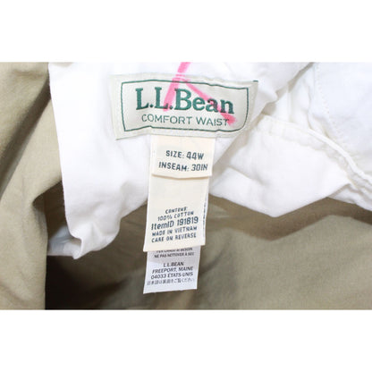 LL Bean Men's Tropic Weight Cargo Pants Comfort Waist Cotton Khaki Waist 44W