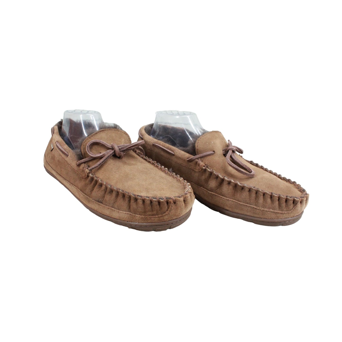 LL Bean Men's Wicked Good Moccasins Shearling Lined Suede Brown Size 12 M