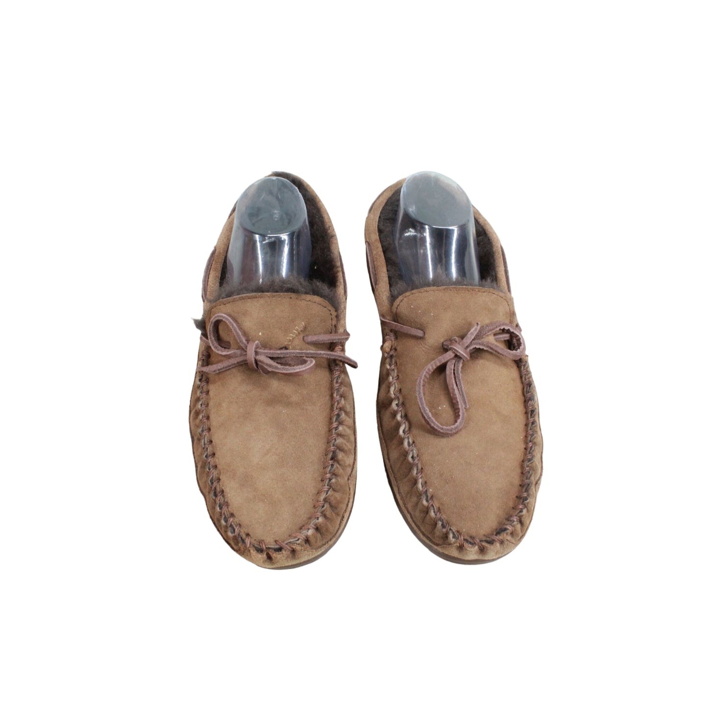 LL Bean Men's Wicked Good Moccasins Shearling Lined Suede Brown Size 12 M