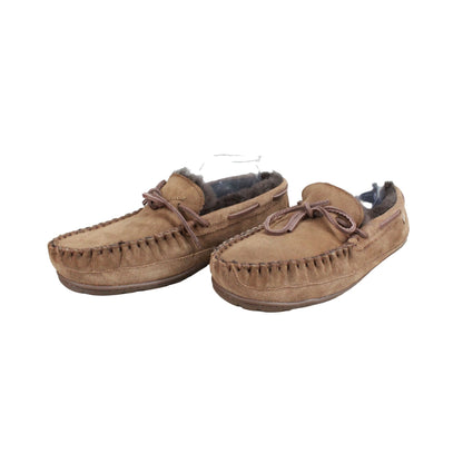 LL Bean Men's Wicked Good Moccasins Shearling Lined Suede Brown Size 12 M