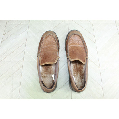 LL Bean Men All Week Brown Leather Shearling Lined Lightweight Mocs Slipper 10 M