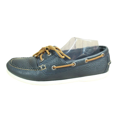 LL Bean Men's Casco Bay Boat Mocs Slip Ons Handsewn Pebbled Leather Navy 9.5 D