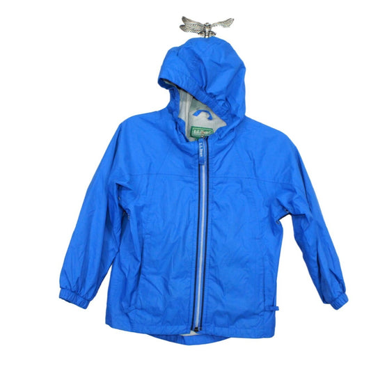 LL Bean Toddlers Discovery Rain Jacket Full Zip Hooded Nylon Blue Size 4T