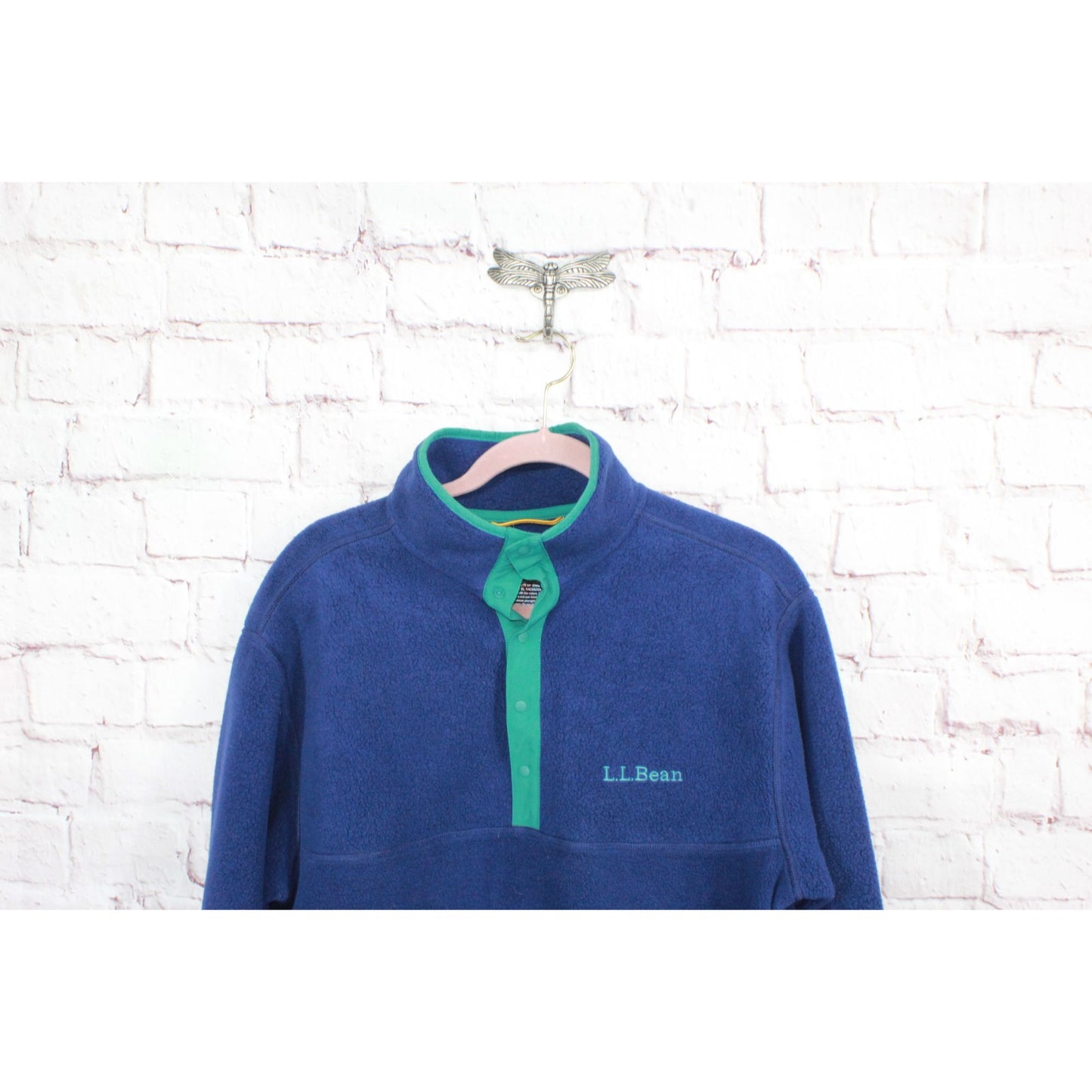 LL Bean Unisex Bean's Classic Fleece Pullover Sweater Blue Mens S Womens M