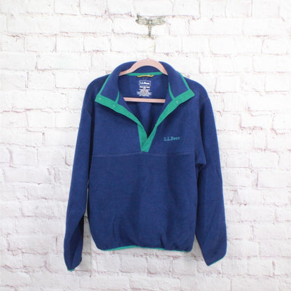 LL Bean Unisex Bean's Classic Fleece Pullover Sweater Blue Mens S Womens M