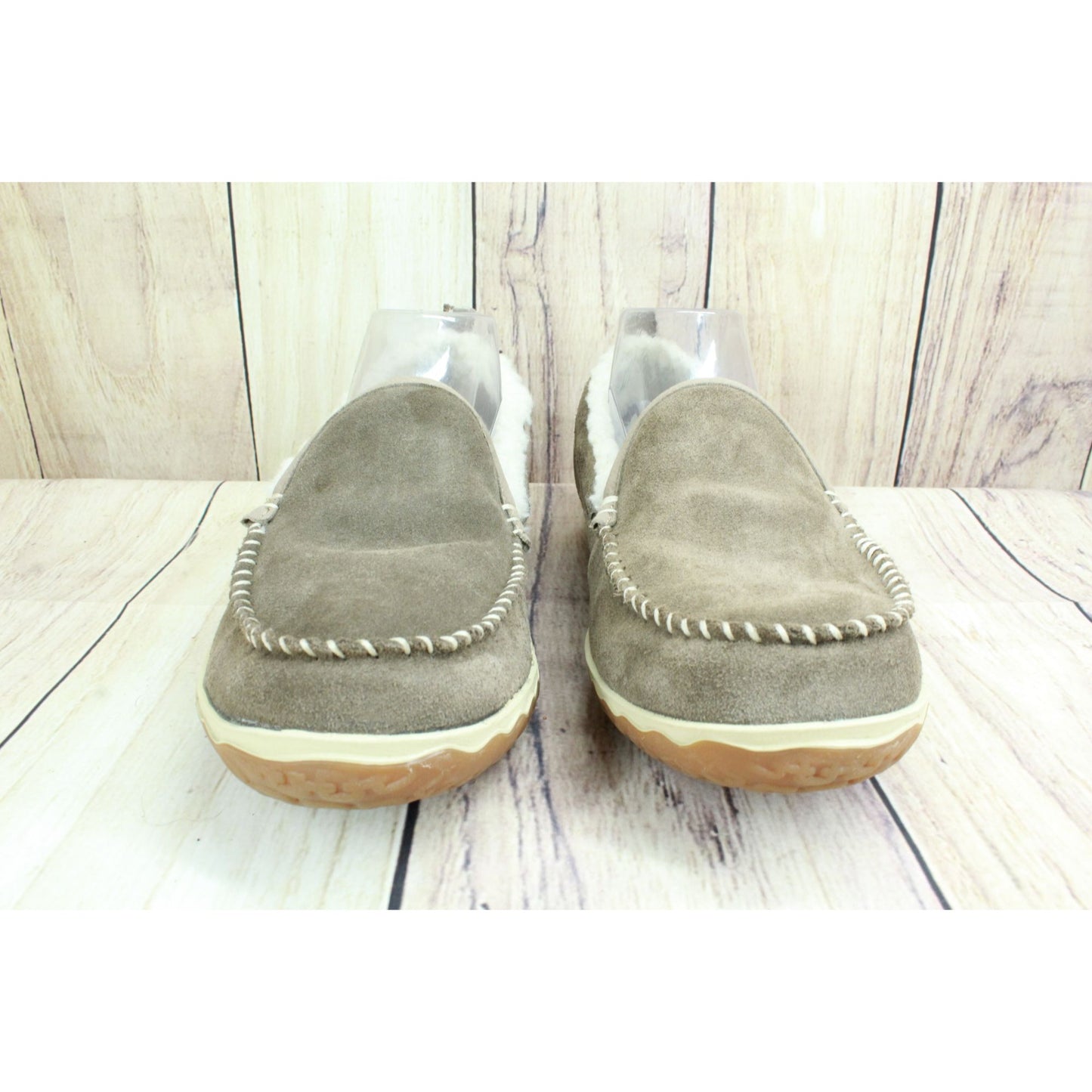 LL Bean Women's Brown Suede Fleece Lined Mountain Moccasin Slippers Size 9 M