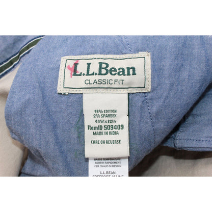 LL Bean Mens Lakewashed Stretch Khakis Standard Fit Straight Leg Khaki Waist 44W