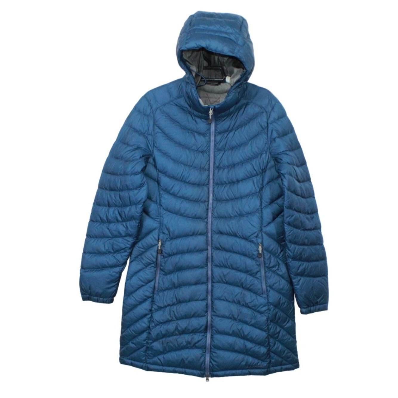 LL Bean Women's Ultralight 850 Down Coat Three-Quarter Length Mariner Blue Small