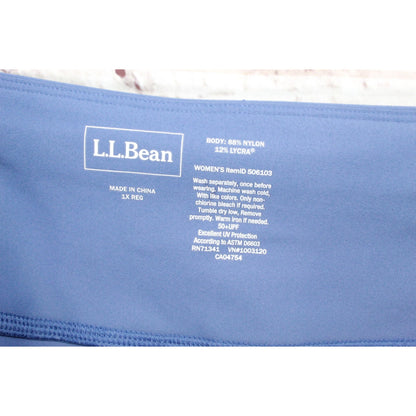 LL Bean Women's Light Blue Wide Waistband Elastic Waist Performance Capris 1X