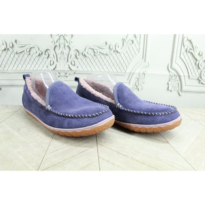 LL Bean Women's Blue Suede Fleece Lined Mountain Moccasin Slippers Size 10 M