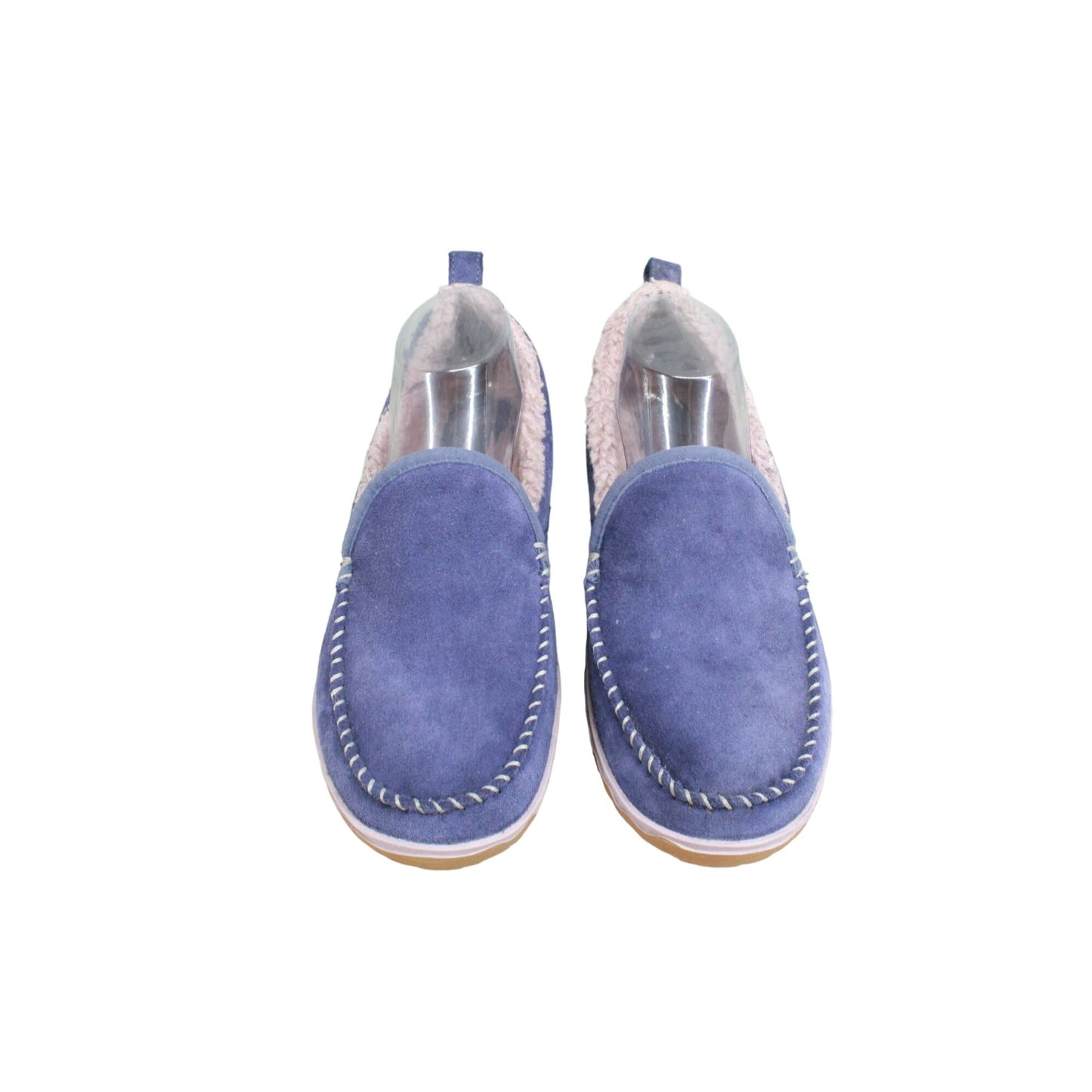 LL Bean Women's Blue Suede Fleece Lined Mountain Moccasin Slippers Size 10 M