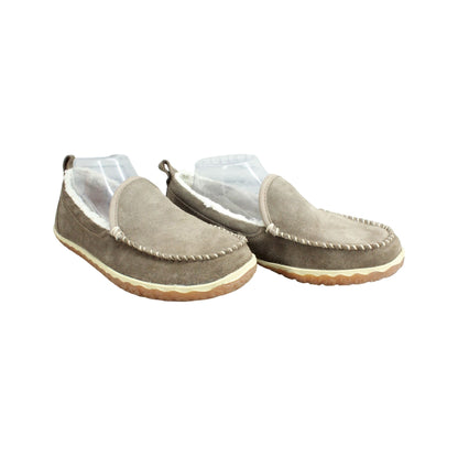 LL Bean Women's Mountain Slippers Moccasin Fleece Lined Suede Dark Cement 9 M