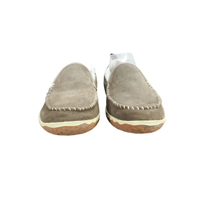 LL Bean Women's Mountain Slippers Moccasin Fleece Lined Suede Dark Cement 9 M