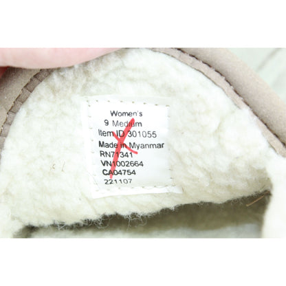 LL Bean Women's Mountain Slippers Moccasin Fleece Lined Suede Dark Cement 9 M