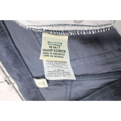 LL Bean Women's BeanFlex Five Pocket Corduroy Pants Mid Rise Gray 14 M/T