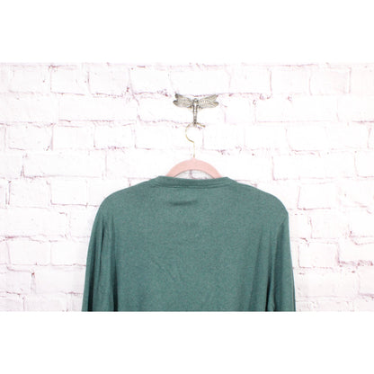 LL Bean Men's Cotton Cashmere Sweater Lightweight V Neck Pullover Green Size L