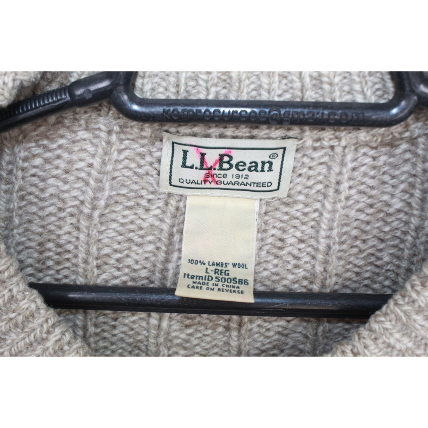 LL Bean Men's Brown Lambs Wool Sweater Pullover Thick Outdoor Casual Size L