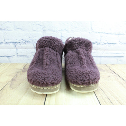 LL Bean Womens Purple Knit Wicked Good Pile Fleece Cozy Slipper Booties Size 7 M