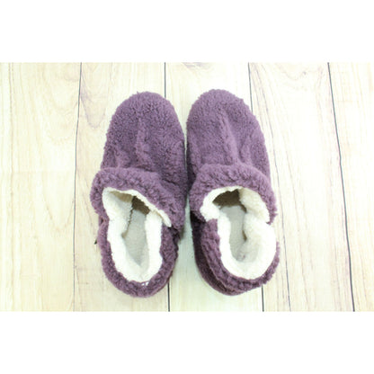 LL Bean Womens Purple Knit Wicked Good Pile Fleece Cozy Slipper Booties Size 7 M