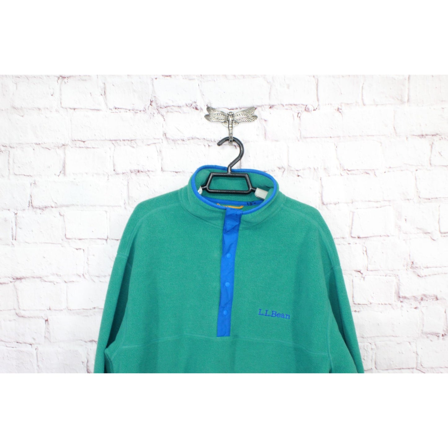 LL Bean Adults' Beans Classic Fleece Pullover Rustic Green Size Womens L Mens M