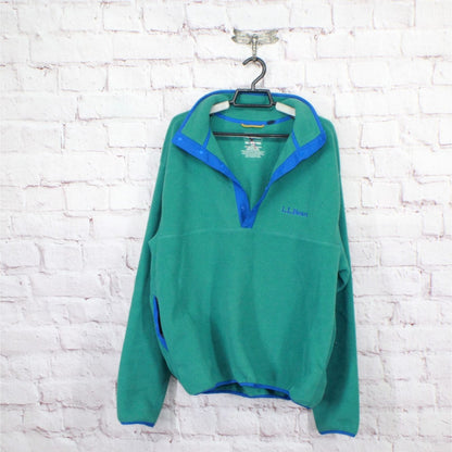 LL Bean Adults' Beans Classic Fleece Pullover Rustic Green Size Womens L Mens M