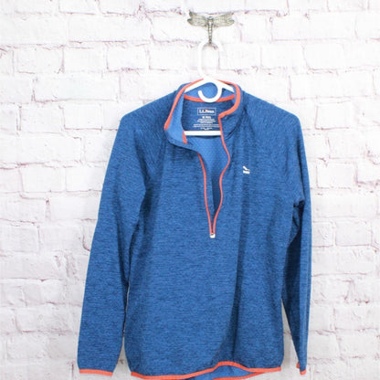 LL Bean Women's Adventure Grid Fleece Quarter Zip Pullover Collegiate Blue M