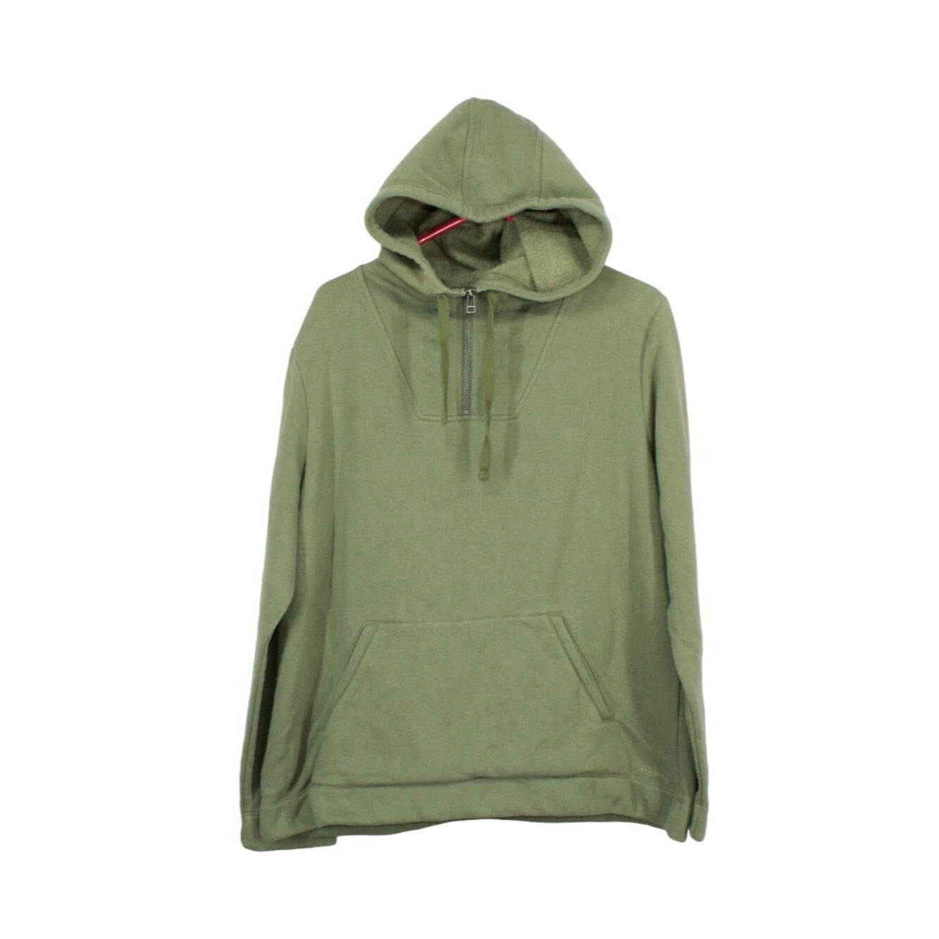 LL Bean Women's Signature Quarter Zip Hooded Sweatshirt Olive Green Size L