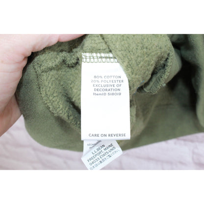 LL Bean Women's Signature Quarter Zip Hooded Sweatshirt Olive Green Size L