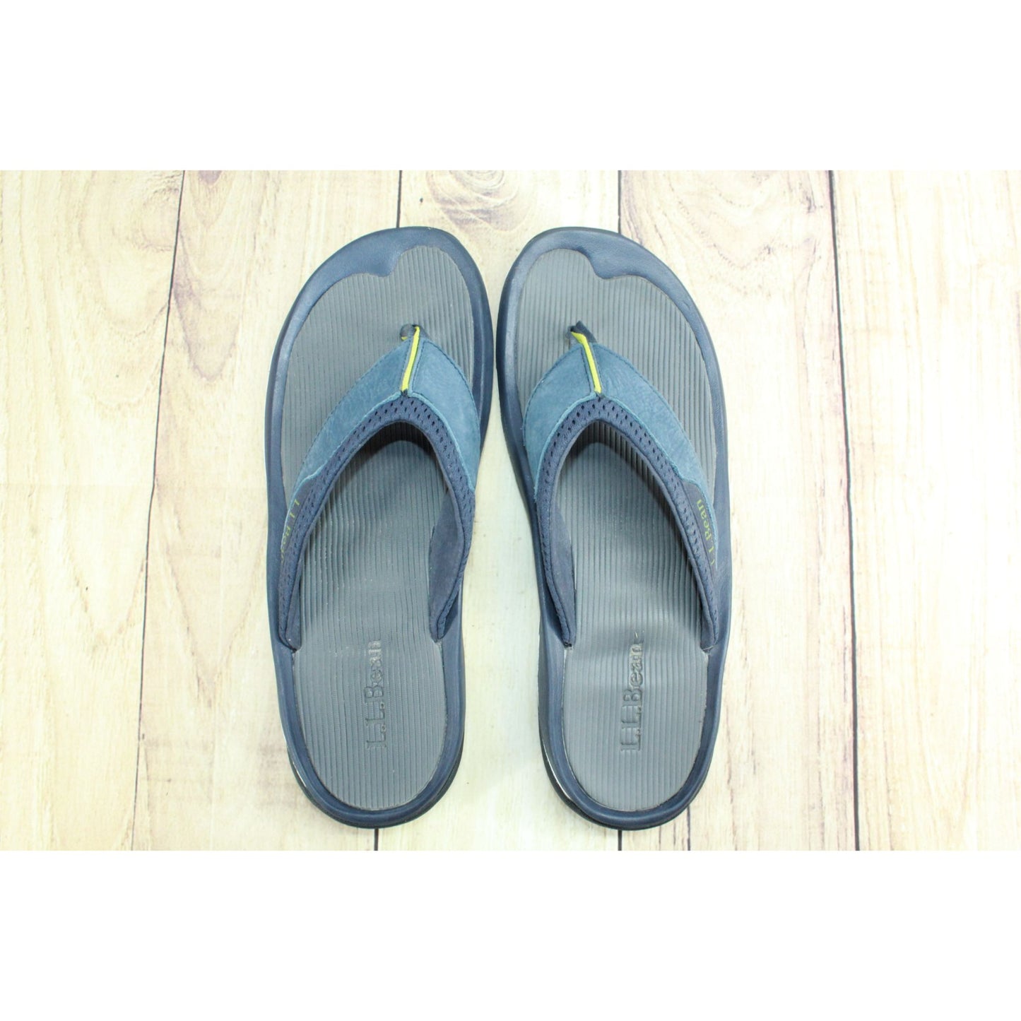 LL Bean Swift River Men's Blue Leather Perforated Sport Flip-Flops Size 13 M