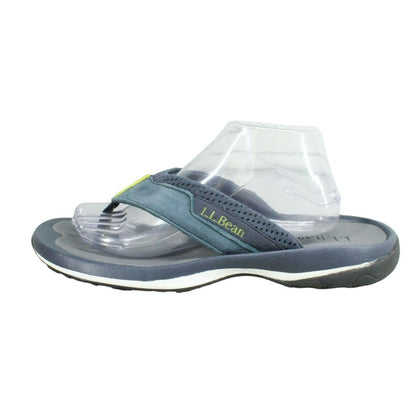 LL Bean Swift River Men's Blue Leather Slip On Flip Flop Thong Sandals Size 10 M