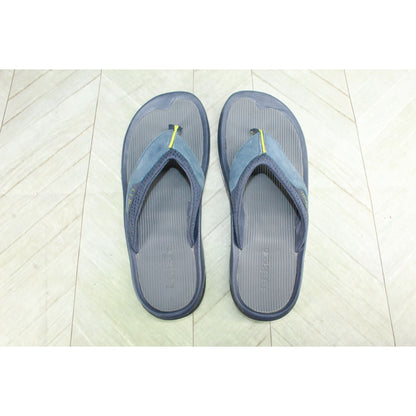 LL Bean Swift River Men's Blue Leather Slip On Flip Flop Thong Sandals Size 10 M