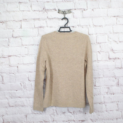 LL Bean Women's Cotton Cashmere Sweater Jersey Knit Crewneck Brown Size S