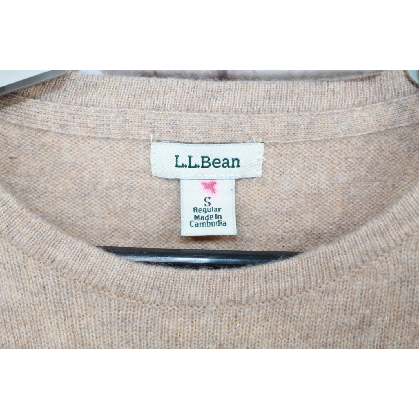 LL Bean Women's Cotton Cashmere Sweater Jersey Knit Crewneck Brown Size S